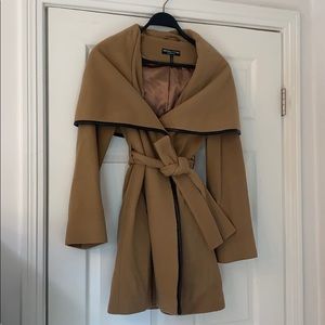Intermix Camel Coat with Leather Trim